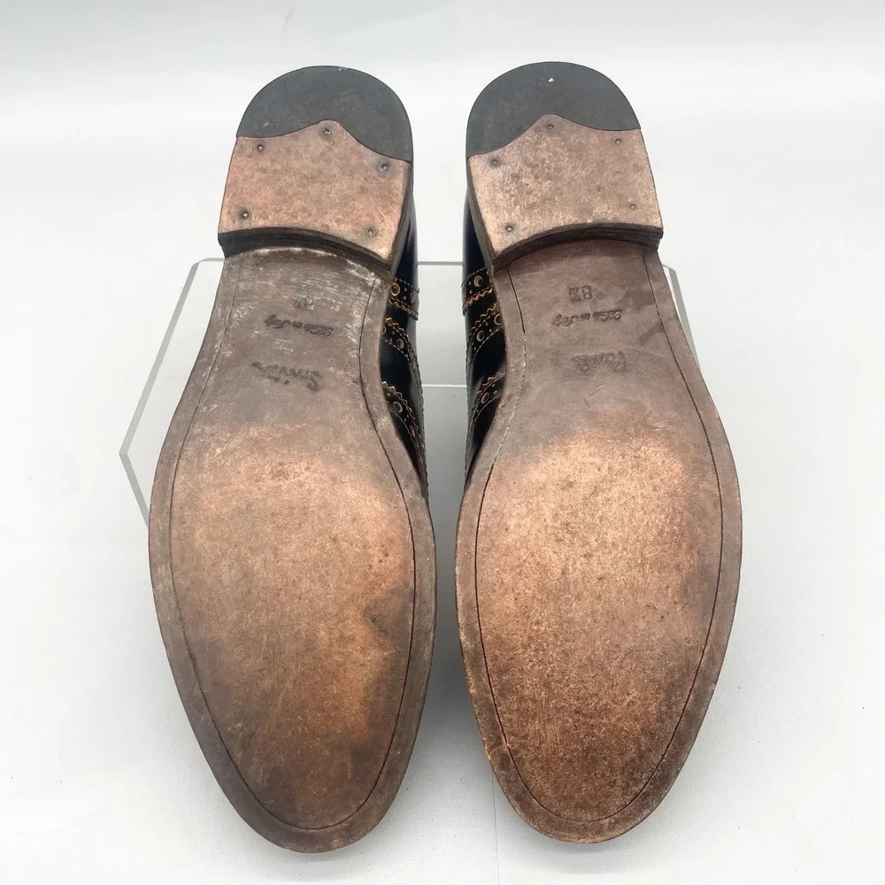 Paul Smith Mens‎ 8.5 Chuck Wingtip Oxford Shoes Burnised Leather Brogue Lace Up